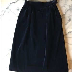 Hermes velvet skirt in midnight blue